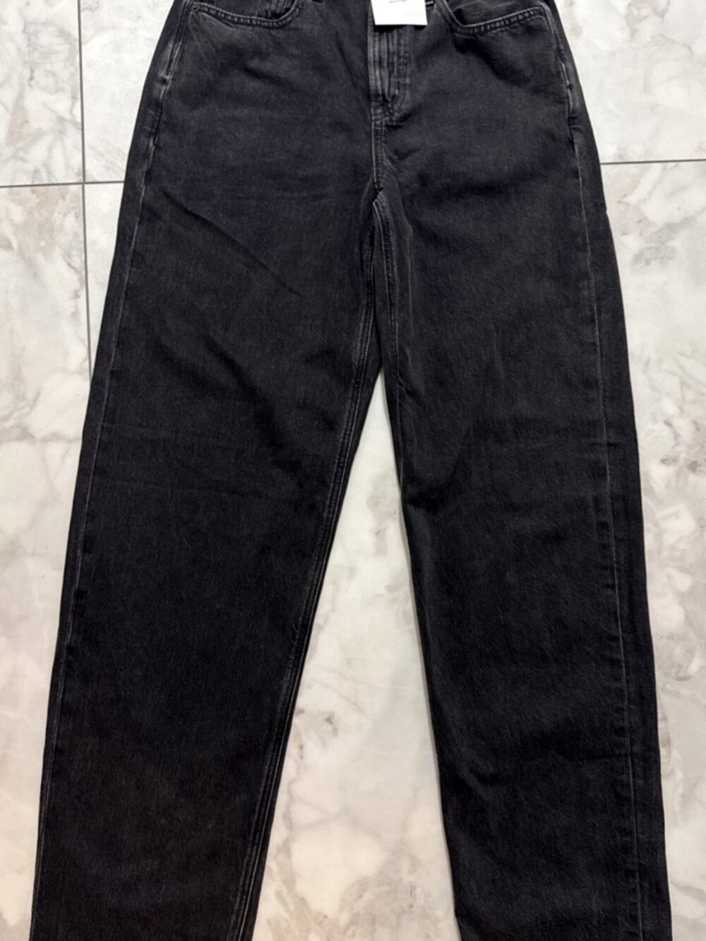 American Eagle Super High-Rise Baggy Straight Jeans Womens 4 L Black Strigid NEW
